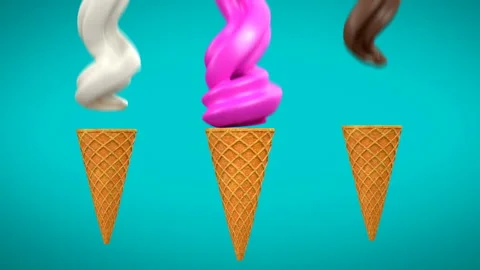 Realistic 3d model ice cream with waffle cone rotated around an axis. Stock Footage 112884604