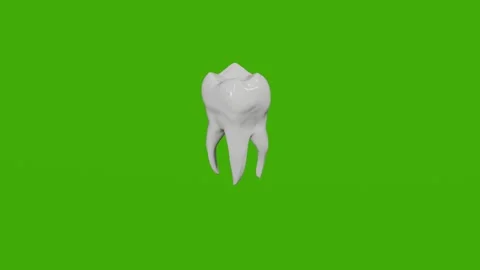 A realistic 3D model of a white tooth rotates on a green background Stock Footage 279063298