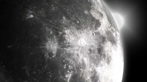 Realistic 3D Moon Planet in the Vast Universe with Distant Galaxies, Nebula.. Stock Footage 313759656