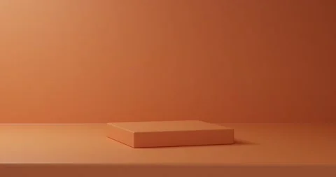 Realistic 3D orange round corner cube pedestal or stand podium 4K Video Stock Footage 172260884