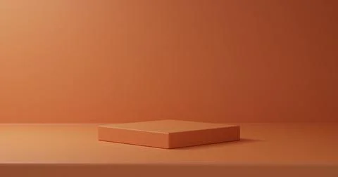 Realistic 3D orange round corner cube pedestal or stand podium 8K JPEG Illustrazione stock