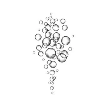 Realistic 3d oxygen  bubbles flow  in water, sea, aquarium. 스톡 일러스트