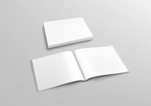 Realistic 3D Perspective Blank Clear Opened Magazine Mock Up Illustrazione stock