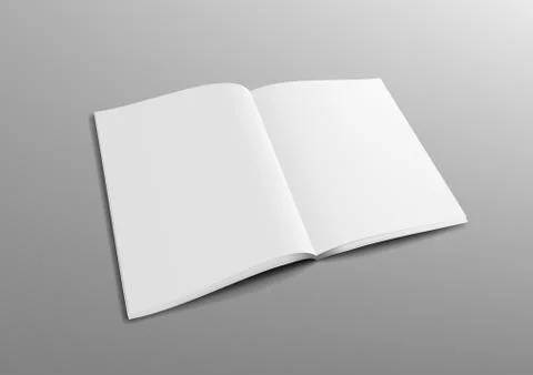 Realistic 3D Perspective Blank Clear Opened Magazine Mock Up 库存插图