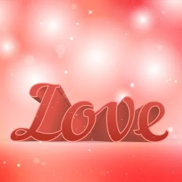 Realistic 3d pink Love sign. Typography card Stock Illustration