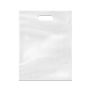 Realistic 3d plastic bag isolated on white background. Vector illustration. Stock Illustration