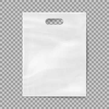 Realistic 3d plastic bag isolated on transparent background. Vector illustrat Stock Illustration