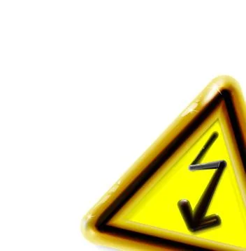 Realistic 3d plastic yellow High Voltage sign. Toy modern glossy danger sign Stock-Illustration