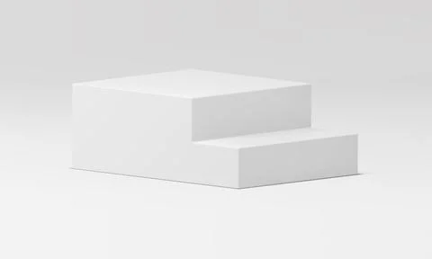 Realistic 3d podium staircase with steps white platform interior decor elem.. Stock Illustration