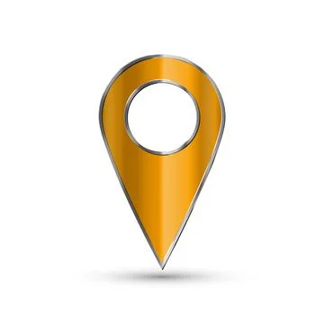 Realistic 3d pointer of map. Gold map marker icon in vector. Vector illustrat Stock-Illustration