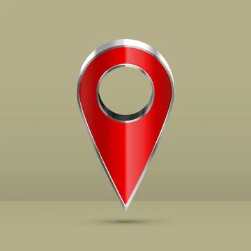 Realistic 3d pointer of map. Red map marker icon in vector. Vector illustrati Illustrazione stock