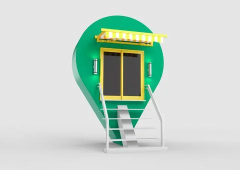 Realistic 3d pointer of map shop store outlet 3d rendering 스톡 일러스트