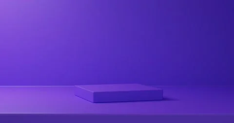 Realistic 3D purple round corner cube pedestal or stand podium 4K Video Stock Footage 172260970