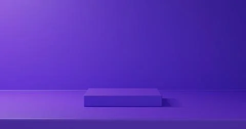 Realistic 3D purple round corner cube pedestal or stand podium 8K JPEG Stock Illustration
