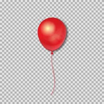 Realistic 3D Red Ballon isolated on transparent background. Vector illustrati Stock Illustration