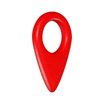 Realistic 3d red geolocation map pin icon turned perspective view vector Stock Illustration