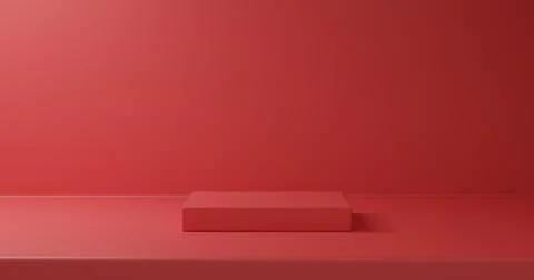 Realistic 3D red round corner cube pedestal or stand podium 8K JPEG Illustrazione stock