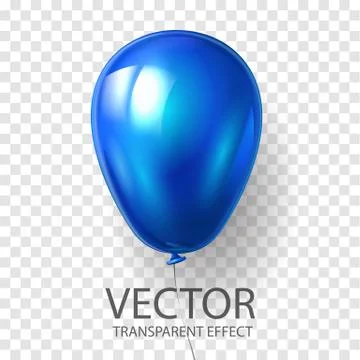 Realistic 3D render Blue balloon vector stock illustration isolated on Stock Illustration