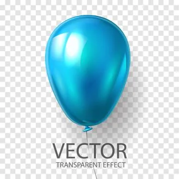 Realistic 3D render Blue balloon vector stock illustration isolated on Stock Illustration