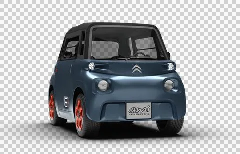 Realistic 3D render of a bluish gray 2020 Citroen Ami, slight right front v.. Stock Illustration