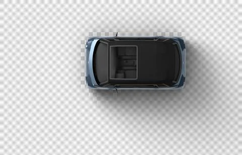 Realistic 3D render of a bluish gray 2020 Citroen Ami, top down 90 degree v.. Stock Illustration