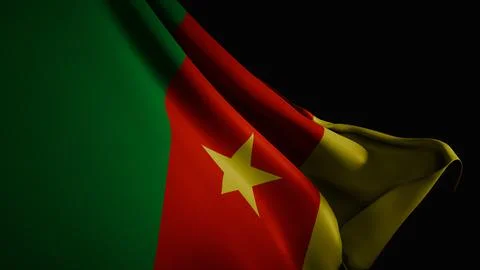 Realistic 3D render of the Cameroonian flag waving Stock Photos