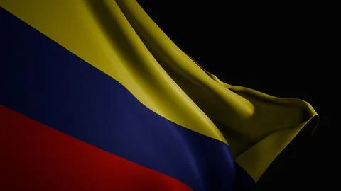 Realistic 3D render of the Colombian flag waving Stock Photos