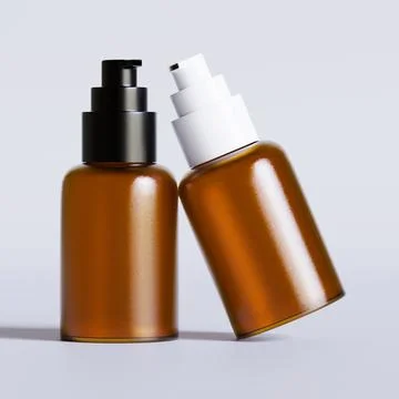 Realistic 3D render Cosmetic bottle brown color with isolated on background  Illustrazione stock