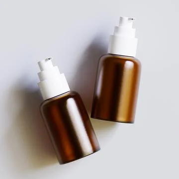 Realistic 3D render Cosmetic bottle brown color with isolated on background  Illustrazione stock