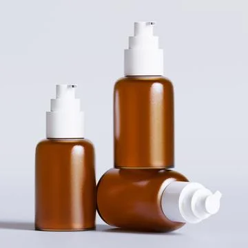Realistic 3D render Cosmetic bottle brown color with isolated on background  Illustrazione stock