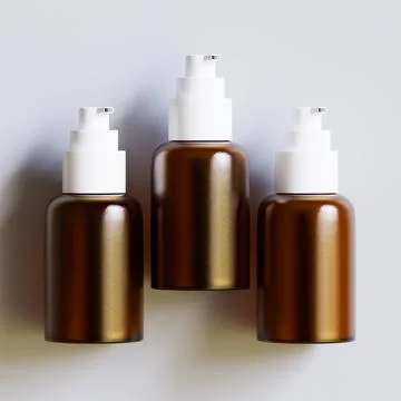 Realistic 3D render Cosmetic bottle brown color with isolated on background  Stock Illustration