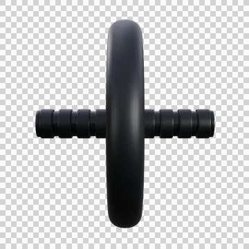 A realistic 3D render of a gym roller wheel in black and white color with d.. Stock Illustration