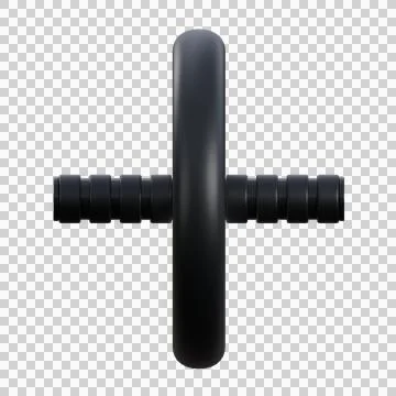 A realistic 3D render of a gym roller wheel in black and white color with d.. Stock Illustration