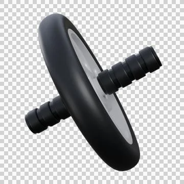 A realistic 3D render of a gym roller wheel in black and white color with d.. Stock Illustration