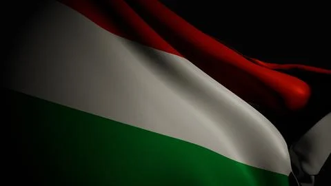 Realistic 3D render of the Hungarian flag waving Stock Photos
