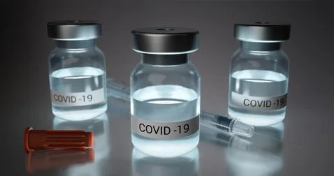 Realistic 3D render illustration of covid-19 vaccine Stock Illustration