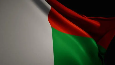 Realistic 3D render of the Madagascar flag waving Stock Photos