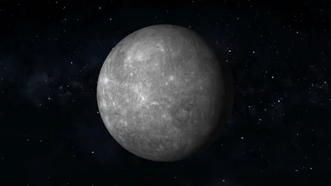 Realistic 3D render of mercury and stars. Vidéo 159138618