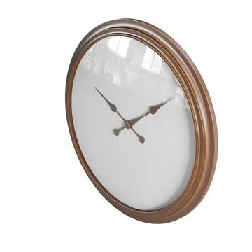 Realistic 3D render of a metal clock with brown rim Stock Photos