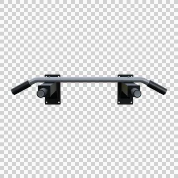 A realistic 3D render of a metal pull-up bar with black and silver finish. Stock Illustration
