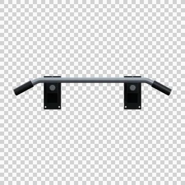 A realistic 3D render of a metal pull-up bar with black and silver finish. Stock Illustration