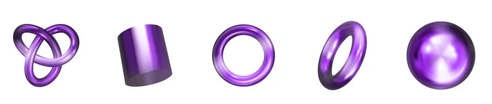 Realistic 3d render metallic color gradient geometric shapes objects elements 스톡 일러스트