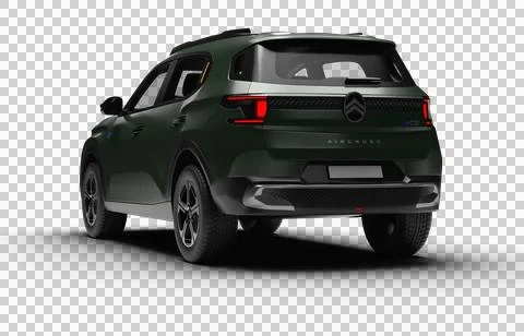Realistic 3D render of a military green 2025 Citroen C3 Aircross, slight le.. Stock Illustration