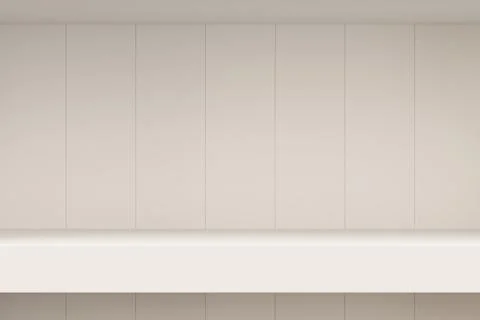 Realistic 3D render of minimal white shelf background with copy space for p.. Stock Photos