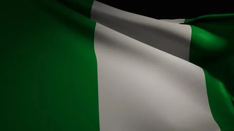 Realistic 3D render of the Nigerian flag waving Stock Photos