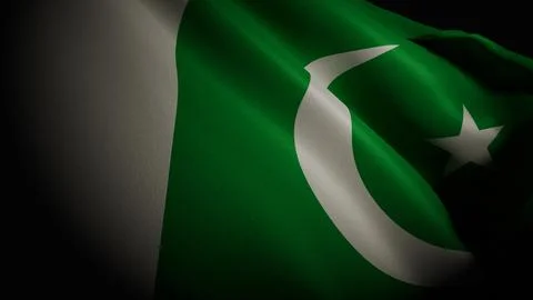 Realistic 3D render of the Pakistani flag waving Stock Photos
