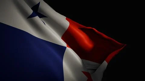 Realistic 3D render of the Panamanian flag waving Stock Photos