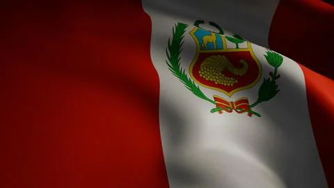 Realistic 3D render of the Peruvian flag waving Stock Photos