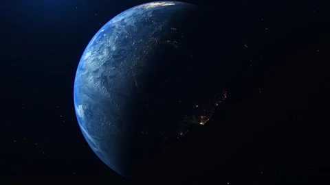 Realistic 3D Render of Planet Earth Showing Day and Night with City Lights Stock Footage 341870490