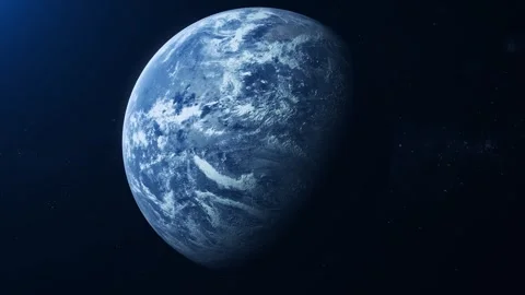 Realistic 3D Render of Planet Earth with Blue Light in Space Stock Footage 341870621